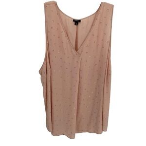Torrid Womens Plus Sz 6 (6X) Peach V-neck top Blouse Sleeveless heart moon stars